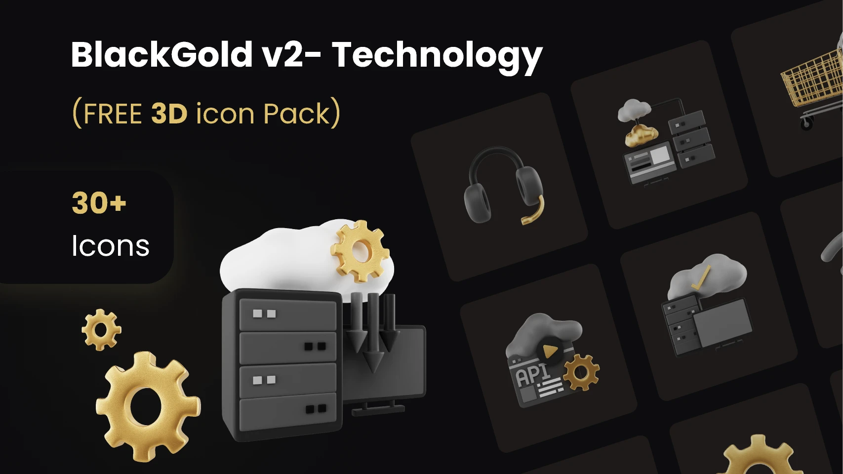 BlackGold v2 - Technology  Free 3D icons for Figma and Adobe XD