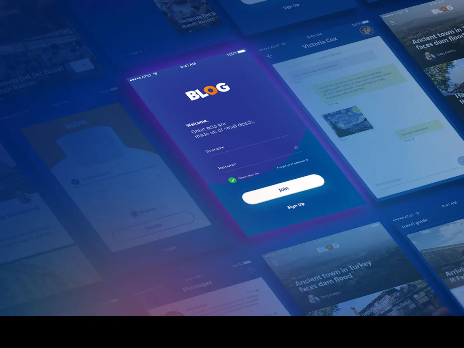 Blog UI Kit App Design  - Free Figma Template