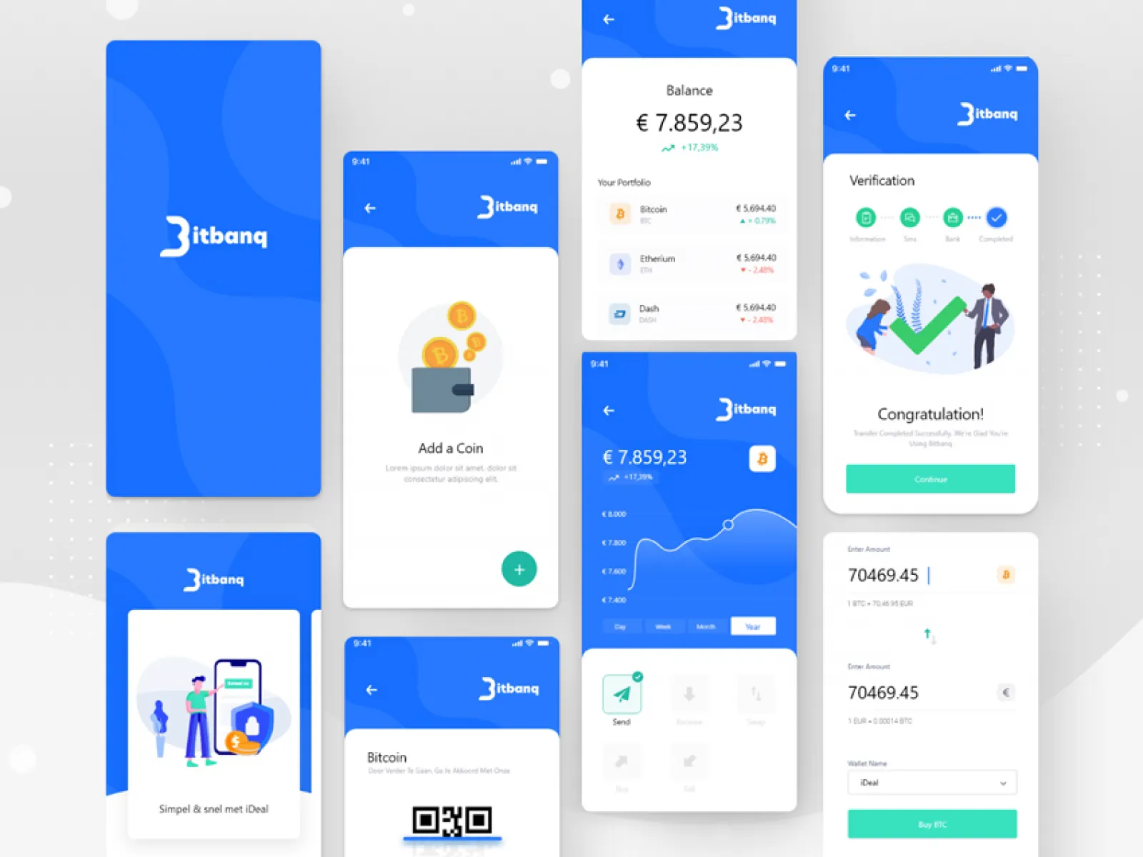 Blue Crypto e-Wallet App  - Free Figma Template