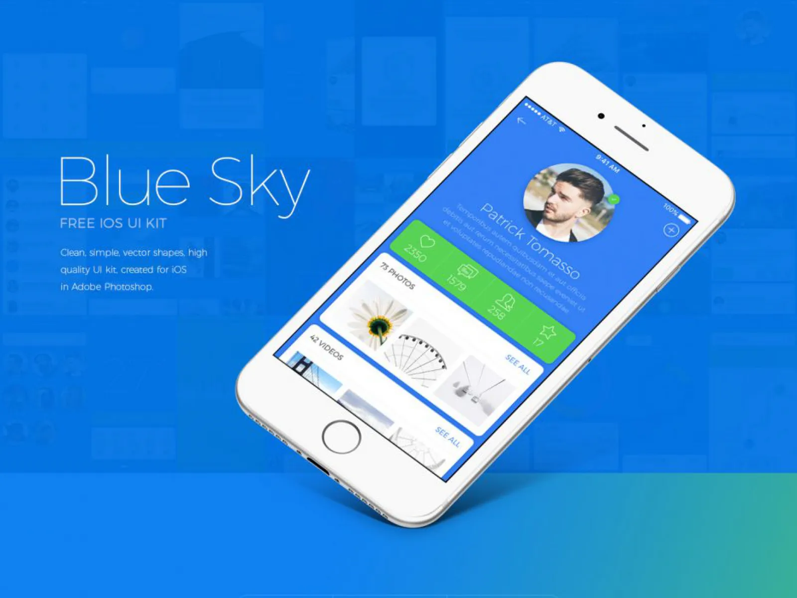Blue Sky iOS UI Kit  - Free Figma Template