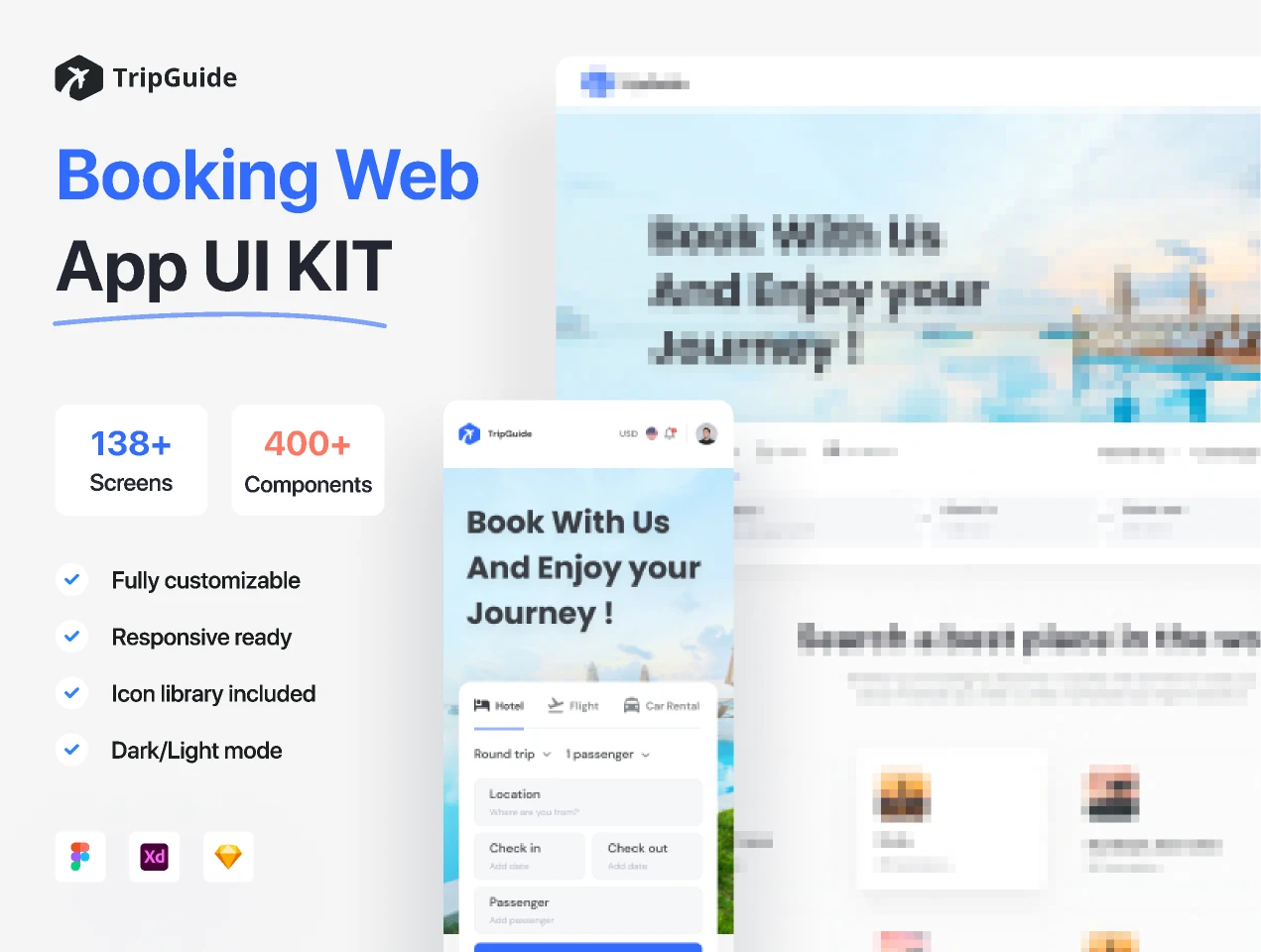 Booking Web App UI KIT for Figma and Adobe XD