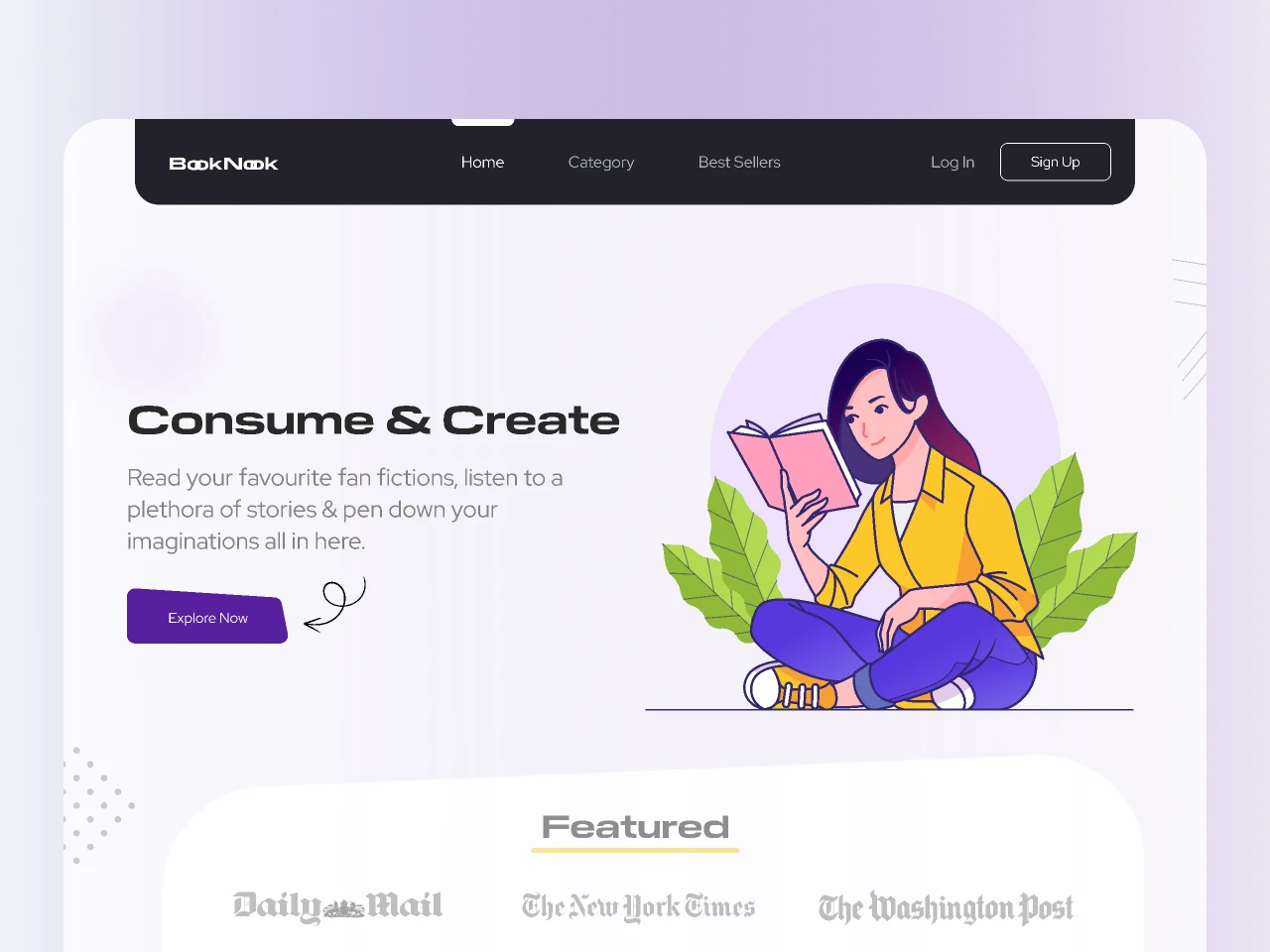 BookNook Landing Page for Figma and Adobe XD