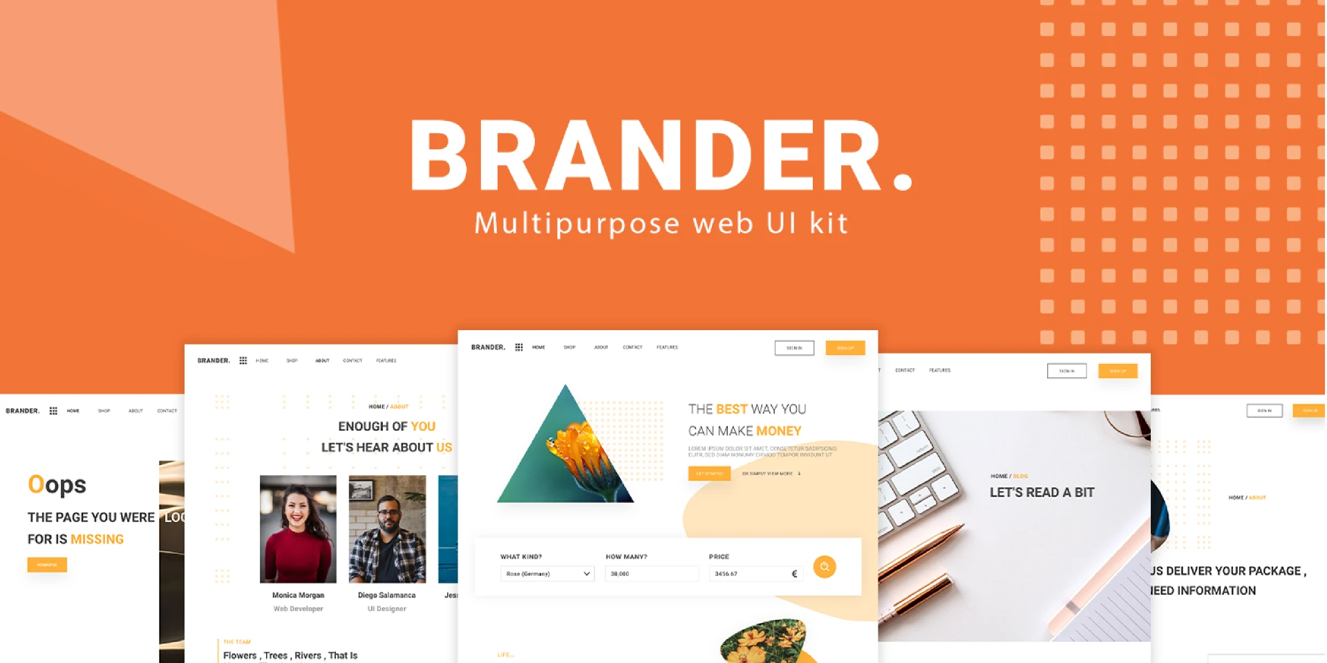 Brander multipurpose UI Kit for Figma and Adobe XD