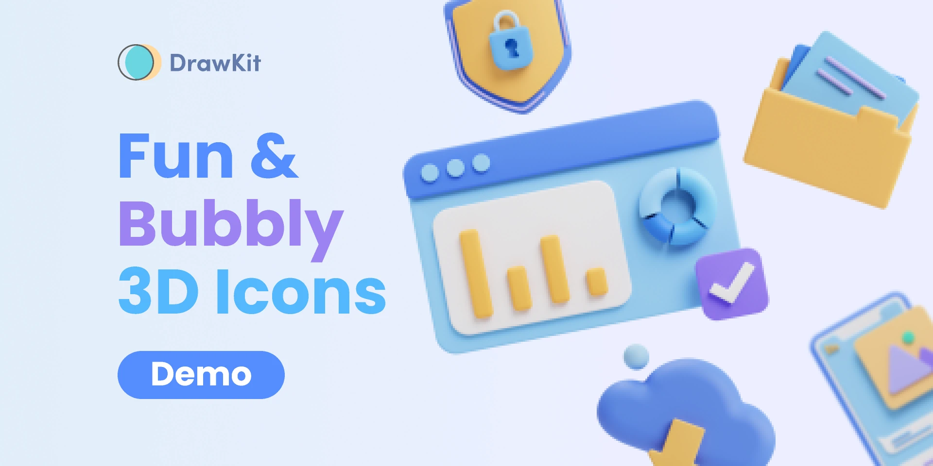 Bubbly Tech & UI 3D Icons & Illustrations (Demo Version) - DrawKit for Figma and Adobe XD