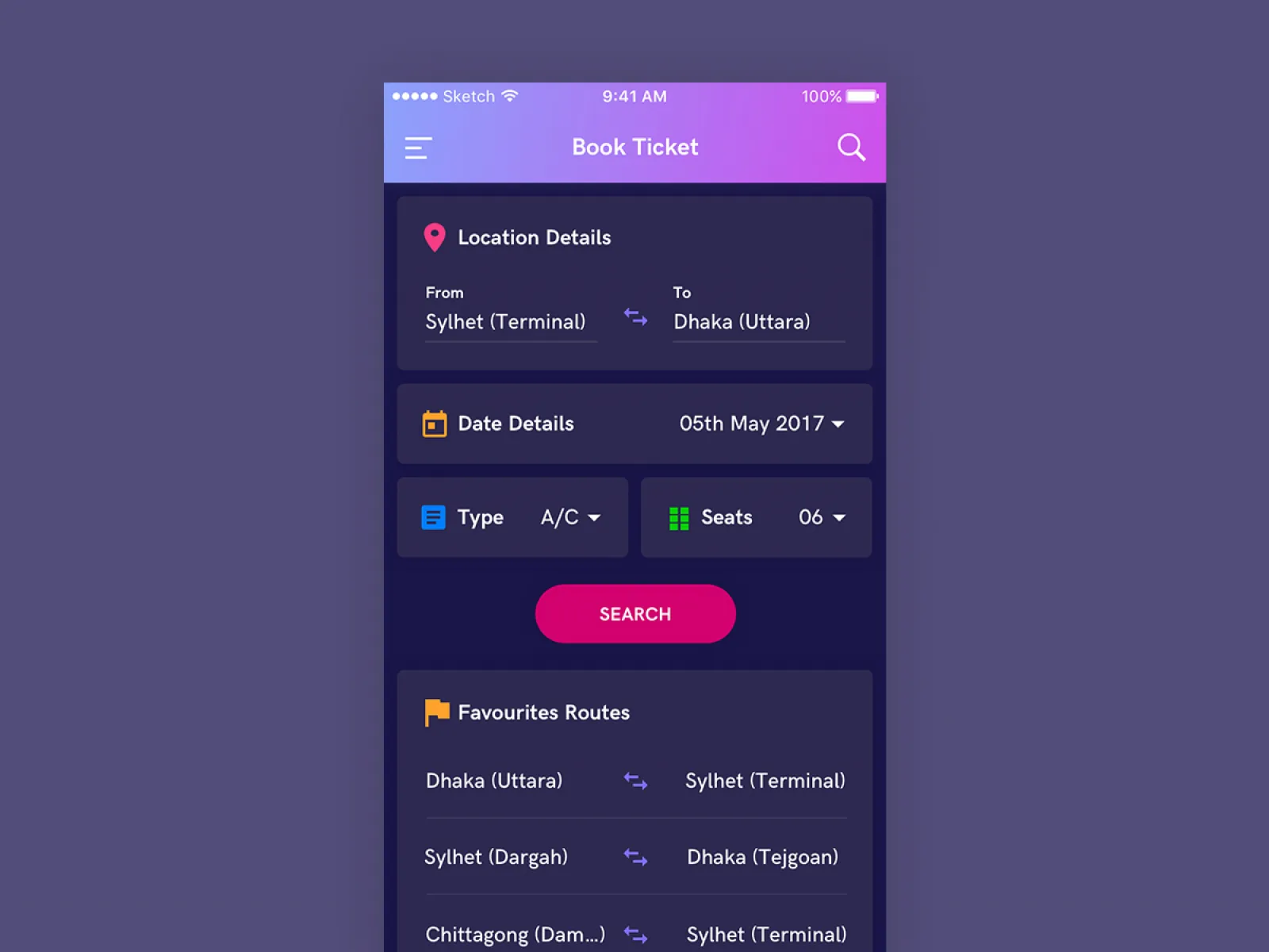 Bus Ticket Booking UI Kit  - Free Figma Template