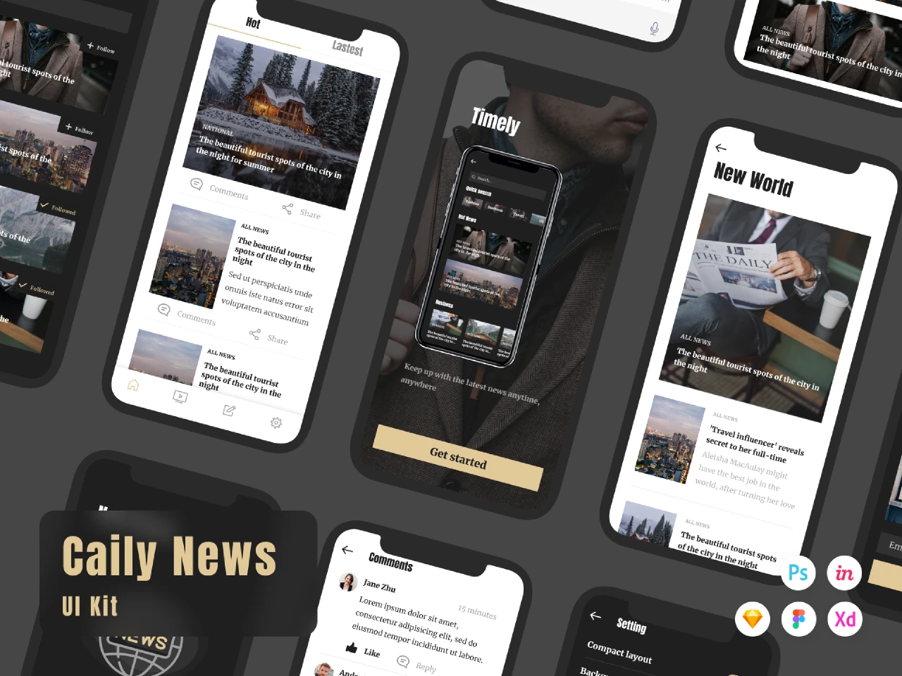 Caily News UI Kit (Part 1) for Figma and Adobe XD