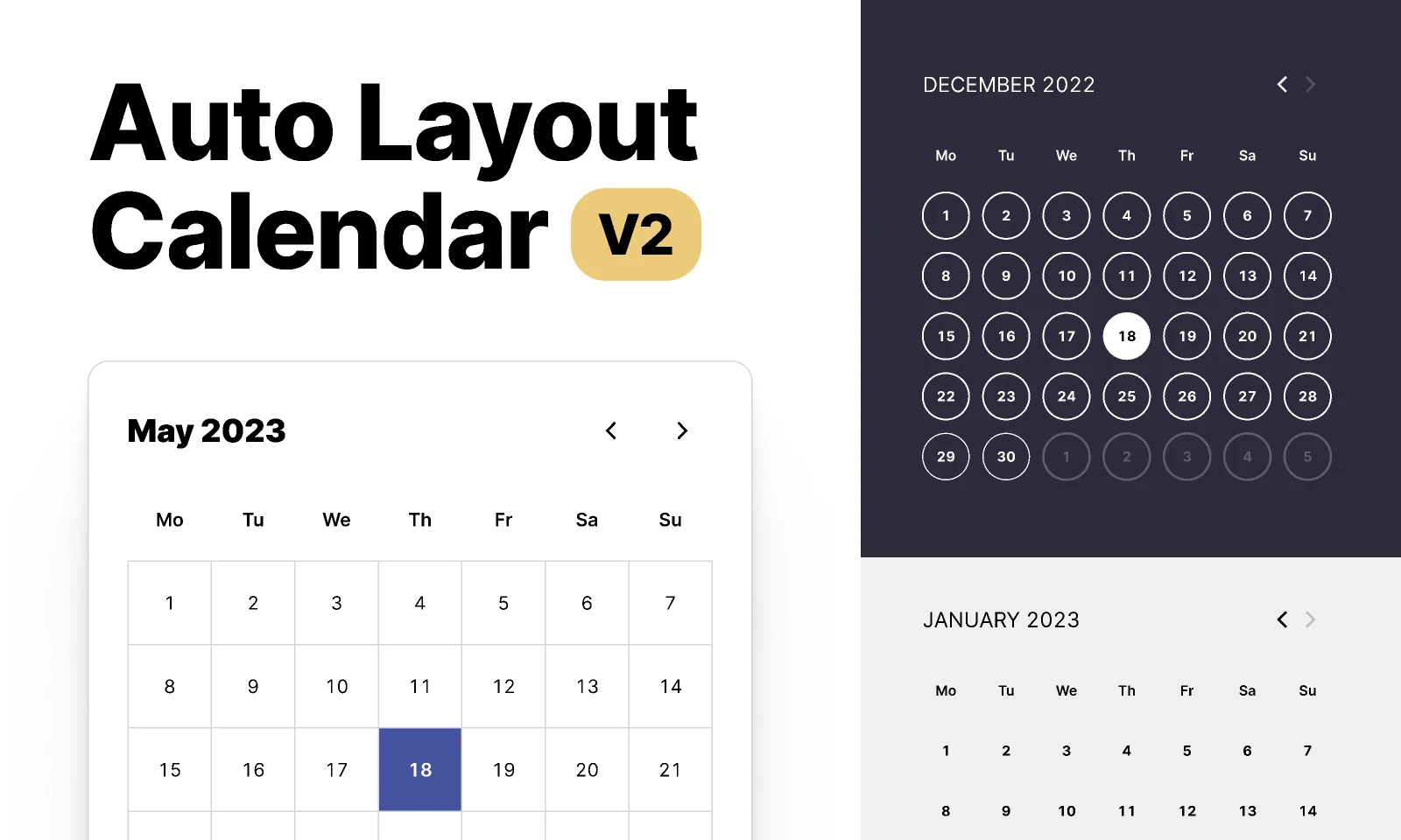 Calendar - Auto Layout for Figma and Adobe XD