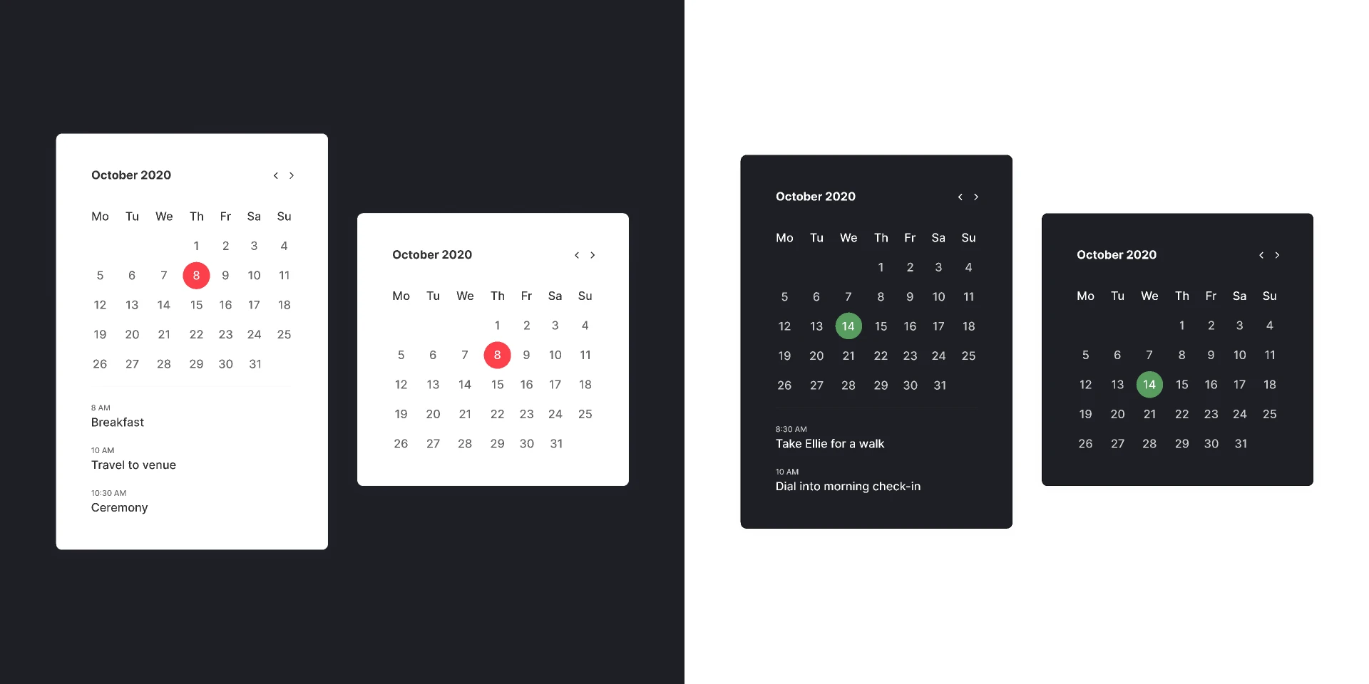 Calendar Widget for Figma and Adobe XD