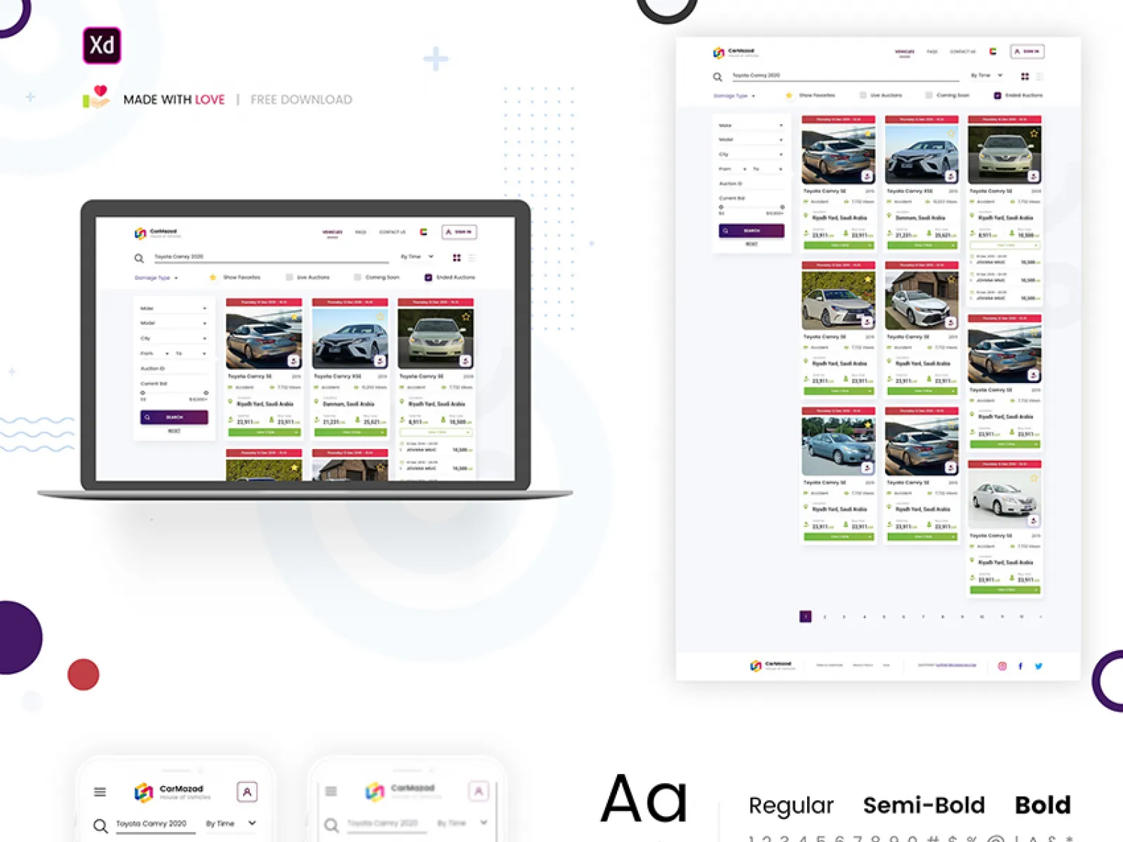 Car Auction Web UI  - Free Figma Template