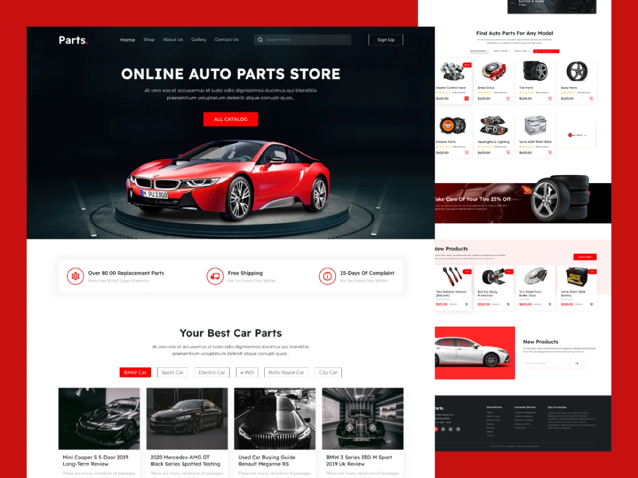 Car Parts / Automobile Parts Website Template for Figma and Adobe XD