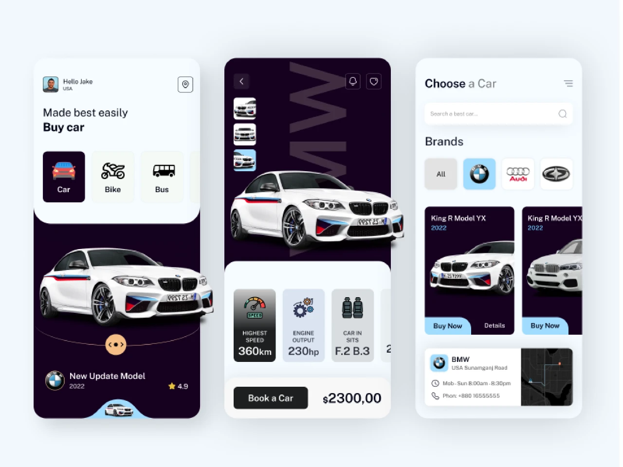 Car Rental App Design for Figma and Adobe XD