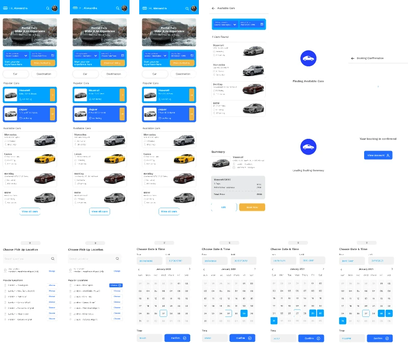 Car Rental Mobile App for Figma and Adobe XD