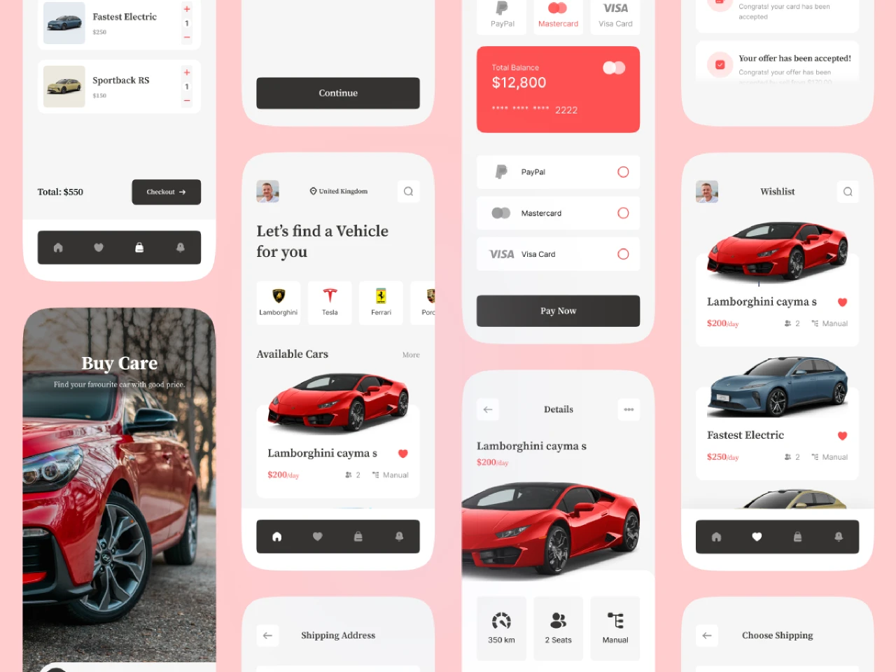 Car Shop App UI kit for Figma and Adobe XD