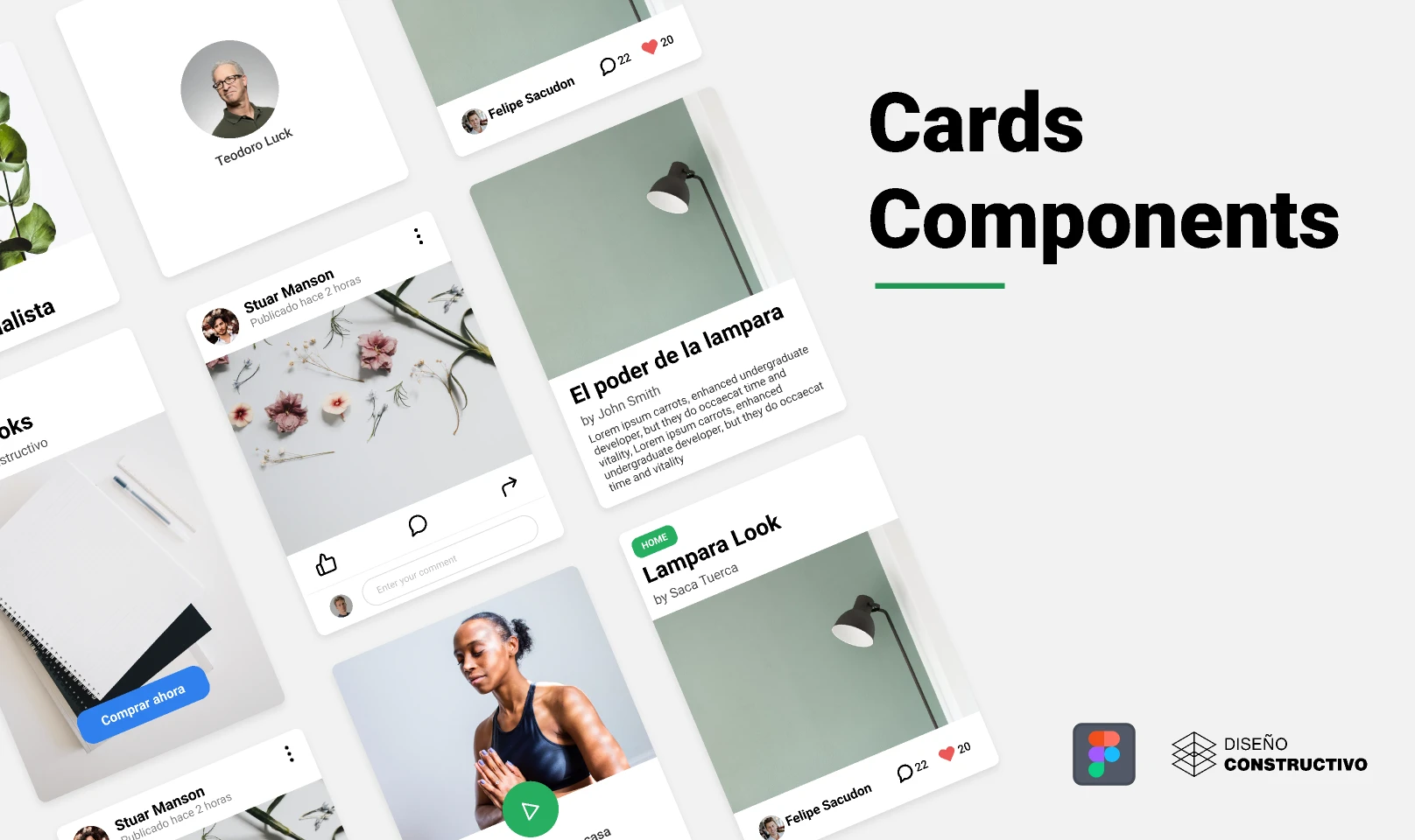 Cards Component for Figma and Adobe XD