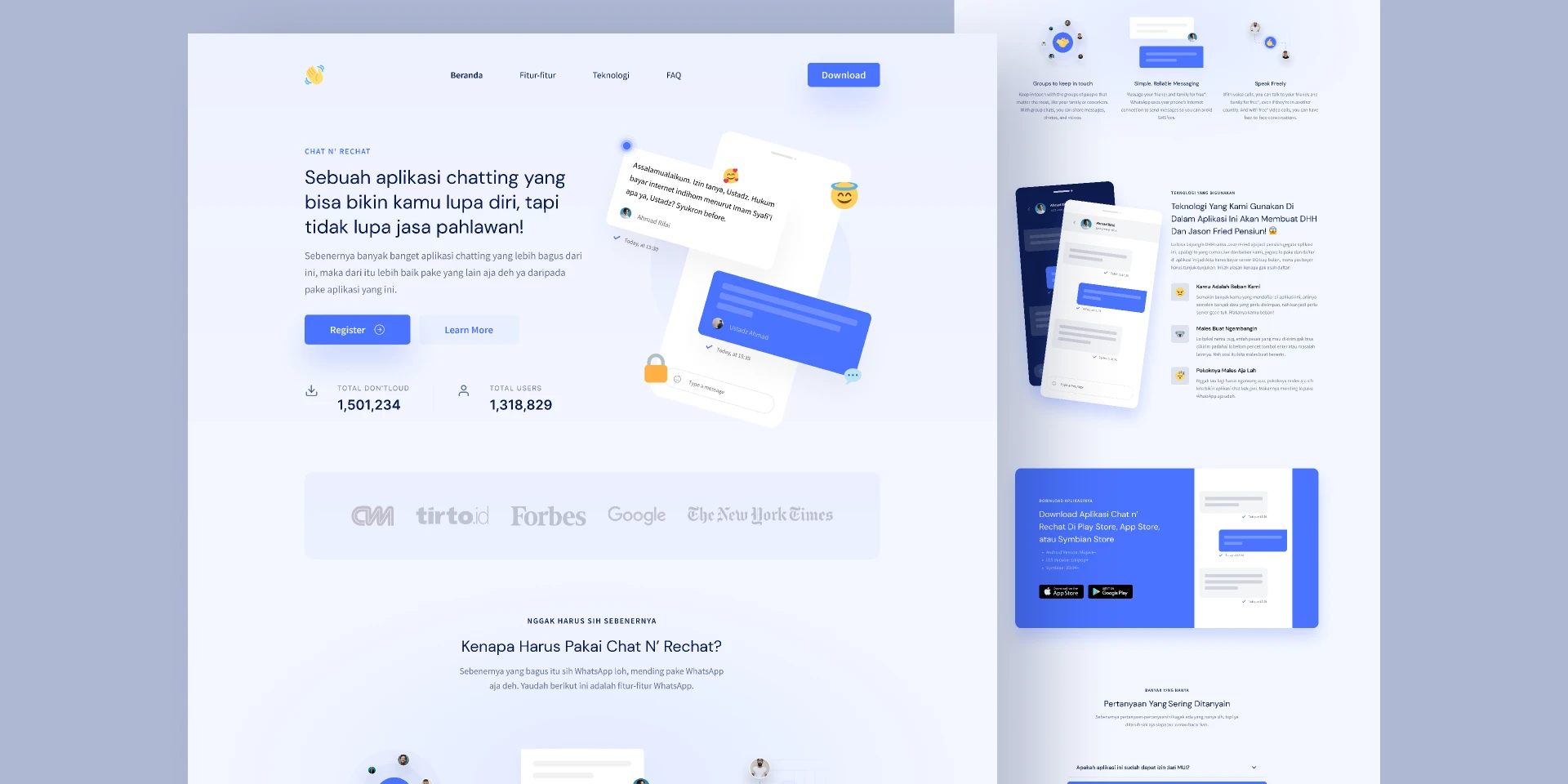Chat n' rechatLanding Page UI Design for Figma and Adobe XD
