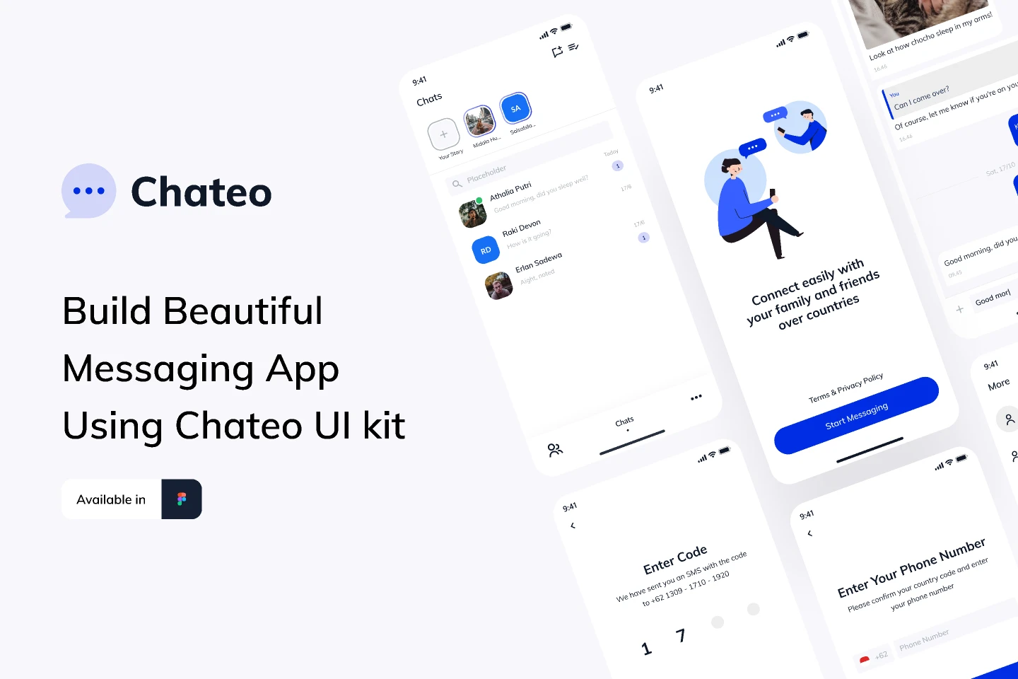 Chateo UI Kit - Messenger App for Figma and Adobe XD
