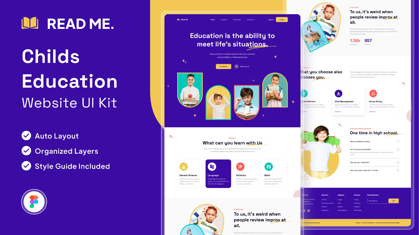 Child Education Website UI Kit for Figma and Adobe XD
