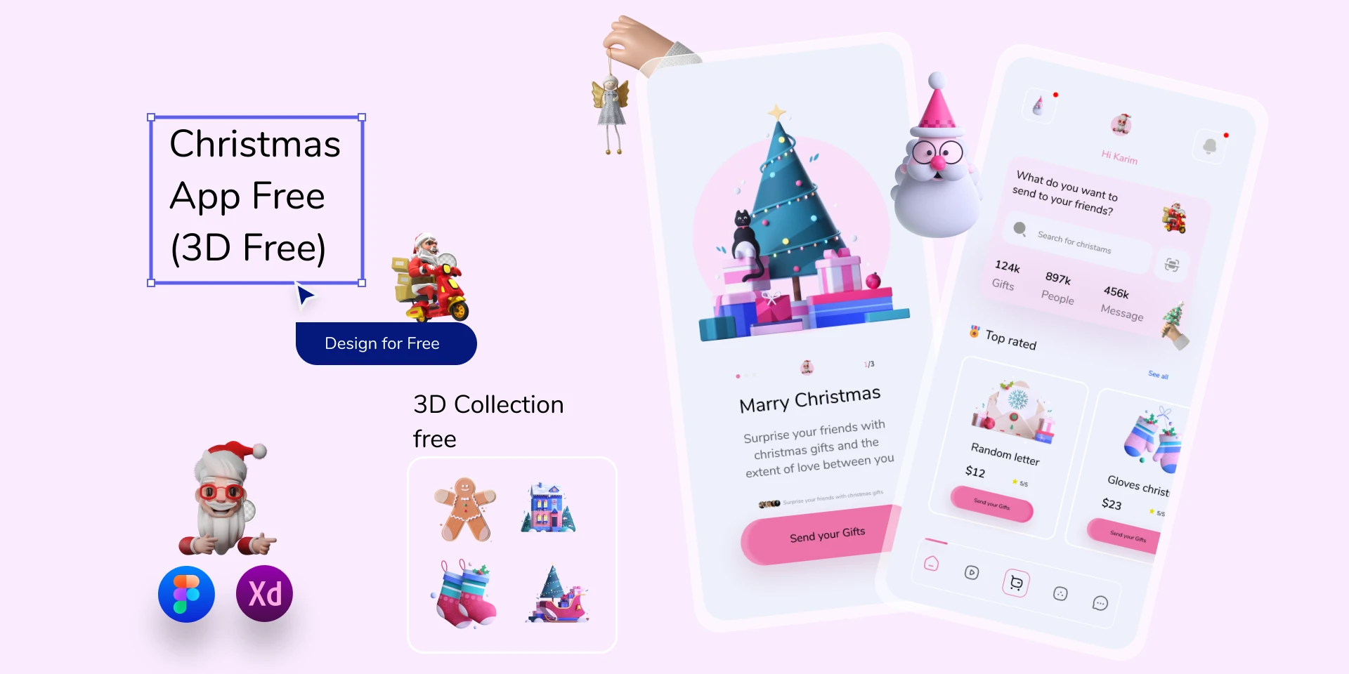Christmas App Free (3D Free) for Figma and Adobe XD
