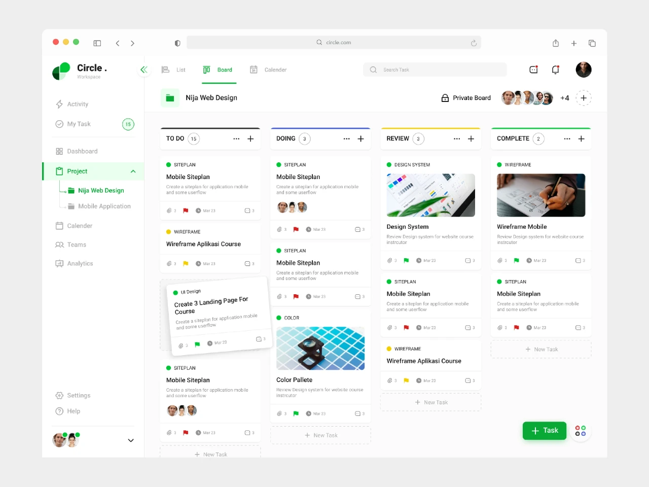 Circle - Project Management Dashboard for Figma and Adobe XD