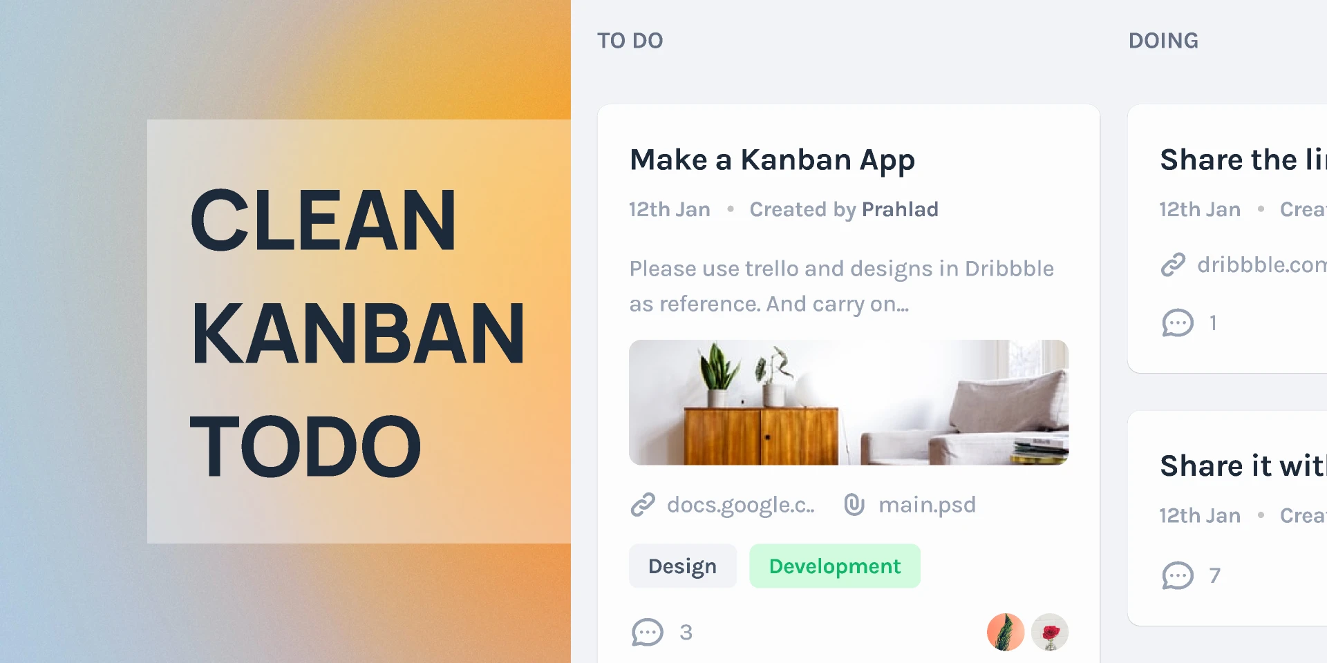 Clean Kanban Todo for Figma and Adobe XD