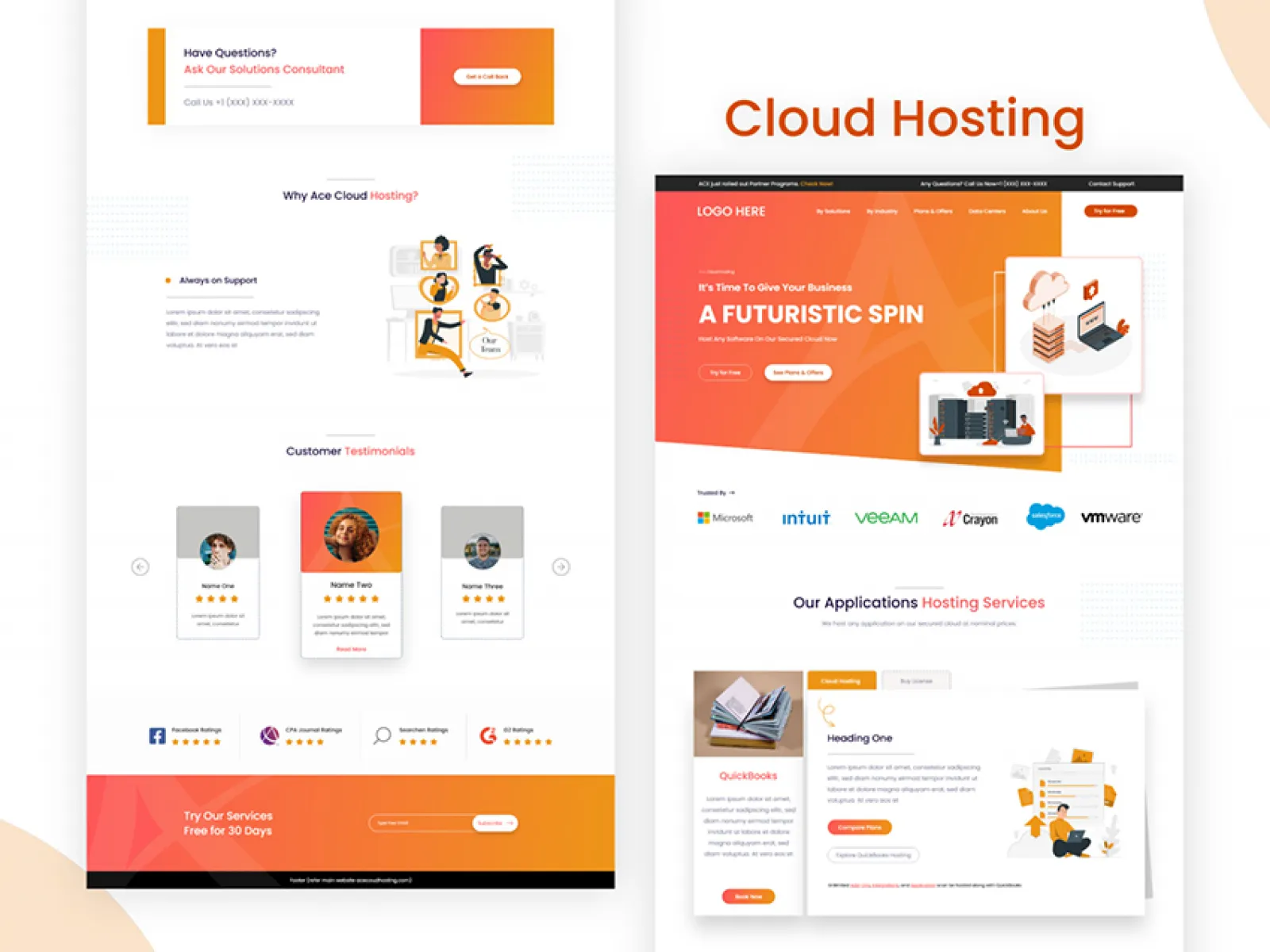 Cloud Hosting WebDesign  - Free Figma Template