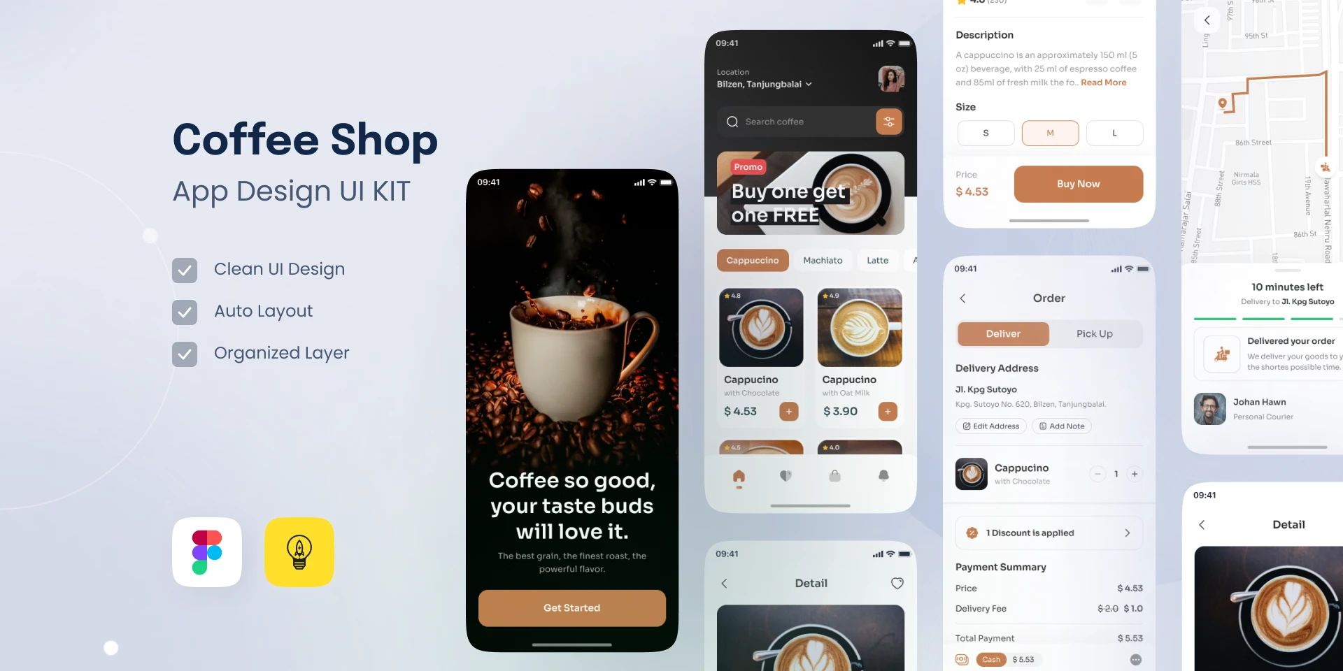 Coffee Shop Mobile App Design for Figma and Adobe XD