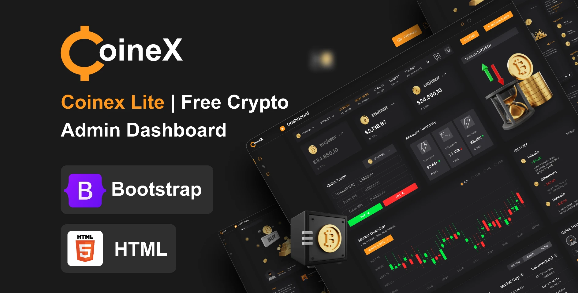 Coinex Lite | Free Crypto Admin Dashboard for Figma and Adobe XD