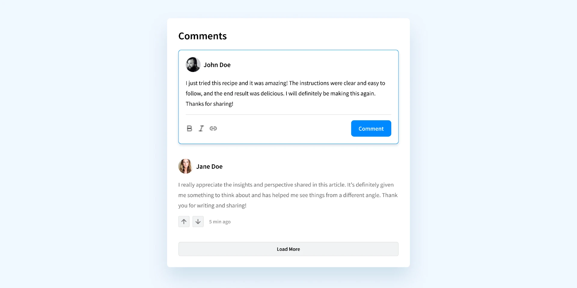 Comment Section Component for Figma and Adobe XD