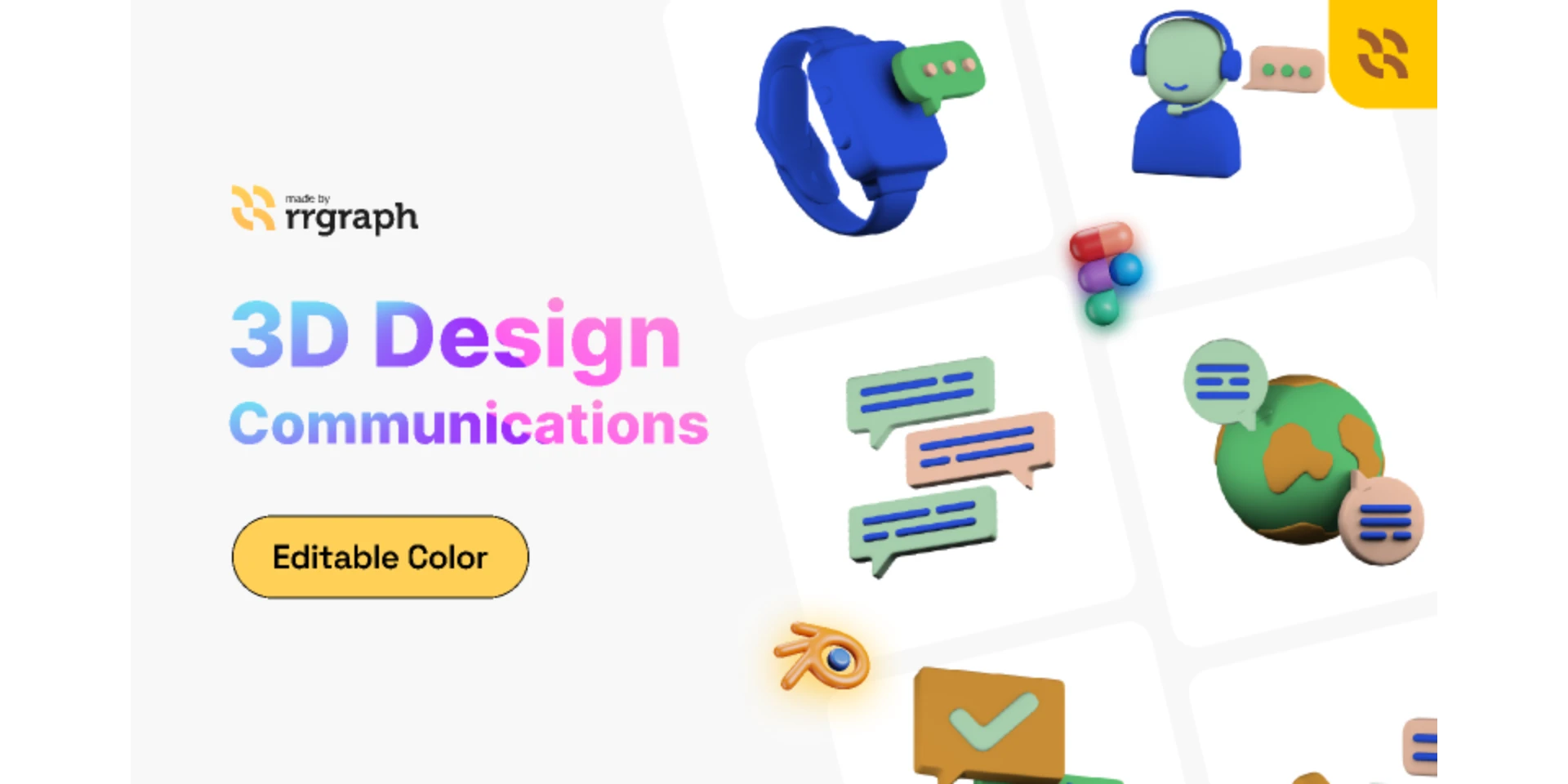 Communications Editable 3D Icon Pack for Figma and Adobe XD