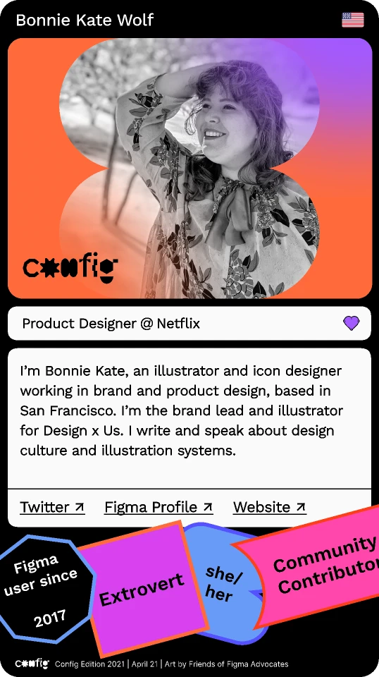 Config 2021 Name Card & Agenda Builder (Bonnie Kate Wolf) for Figma and Adobe XD