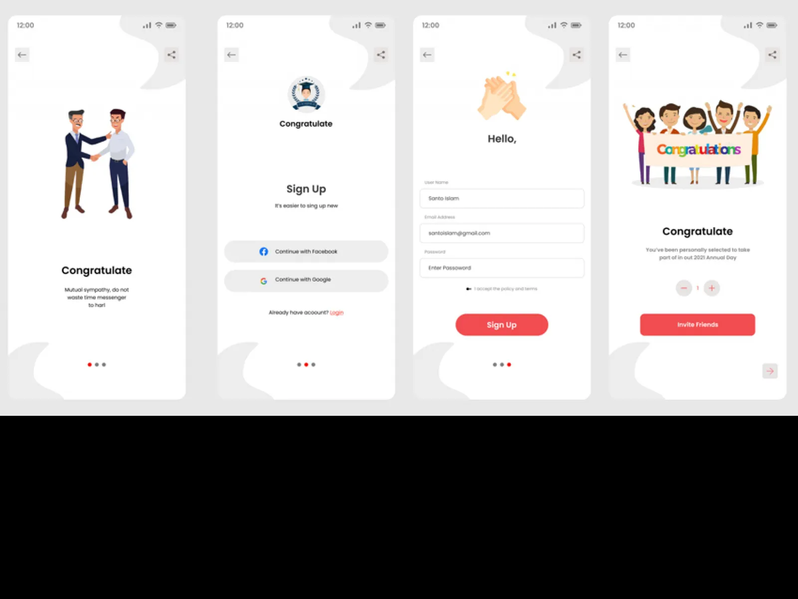 Congratulate Sign Up UI Kit  - Free Figma Template