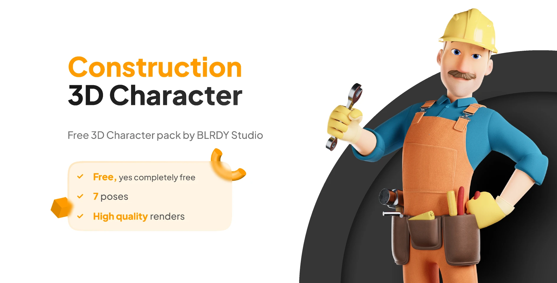 Construction 3D Character for Figma and Adobe XD