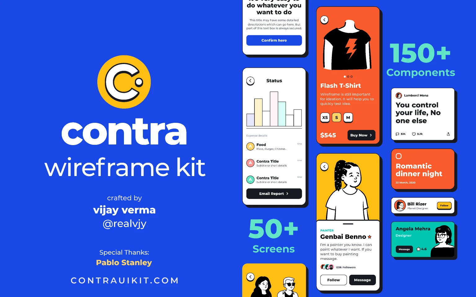 contra wireframe kit for Figma and Adobe XD