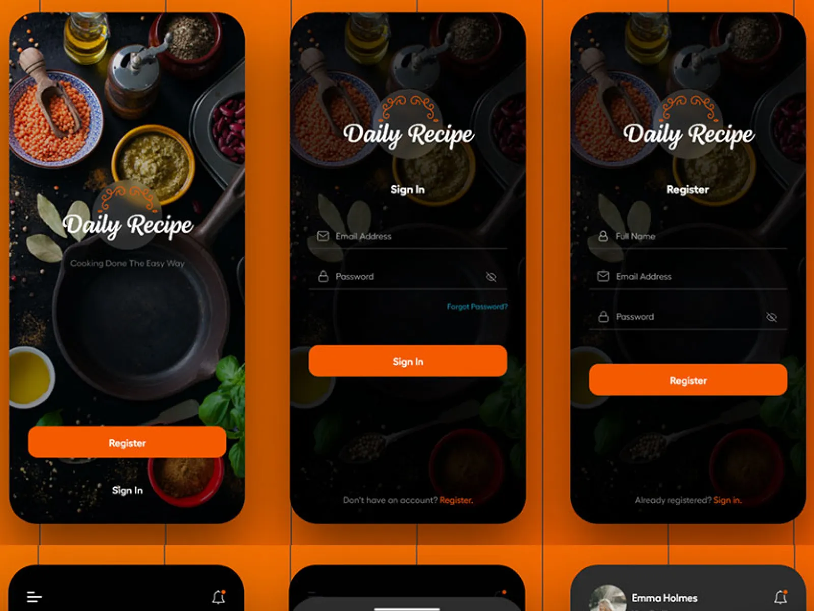 Cooking App Dark Design  - Free Figma Template