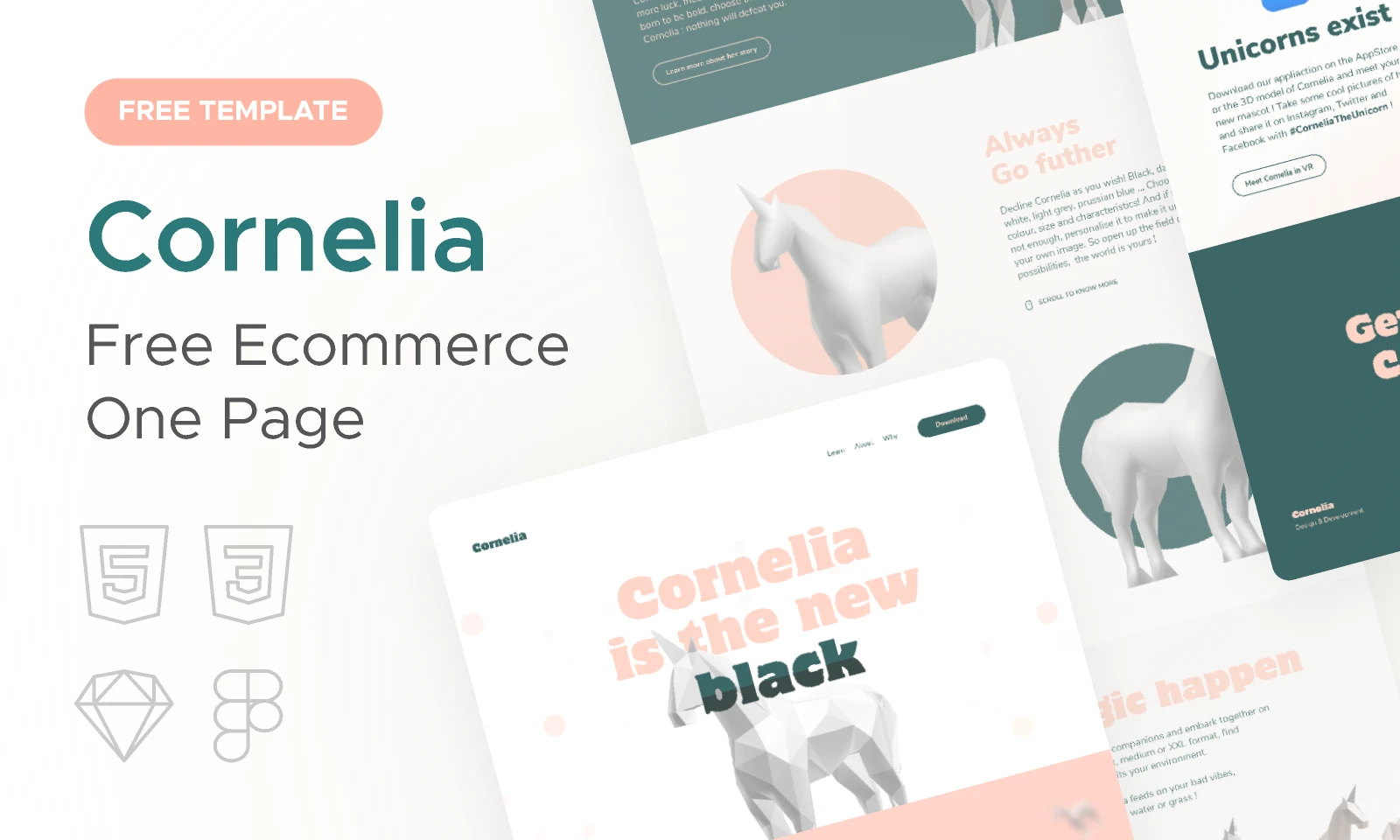 Cornelia  Ecommerce One Page Template for Figma and Adobe XD