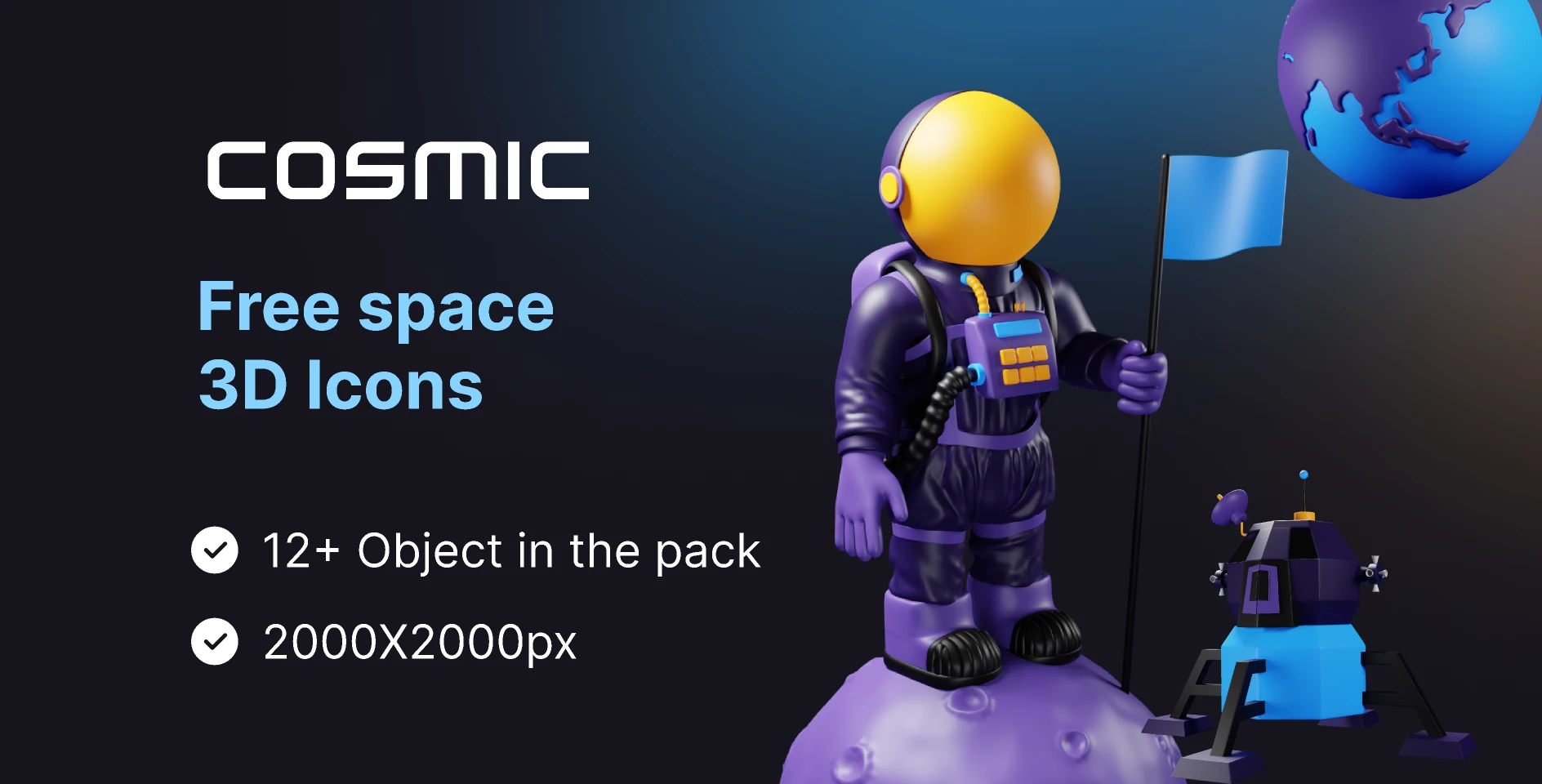 Cosmic  Space Station 3D Model Free for Figma and Adobe XD