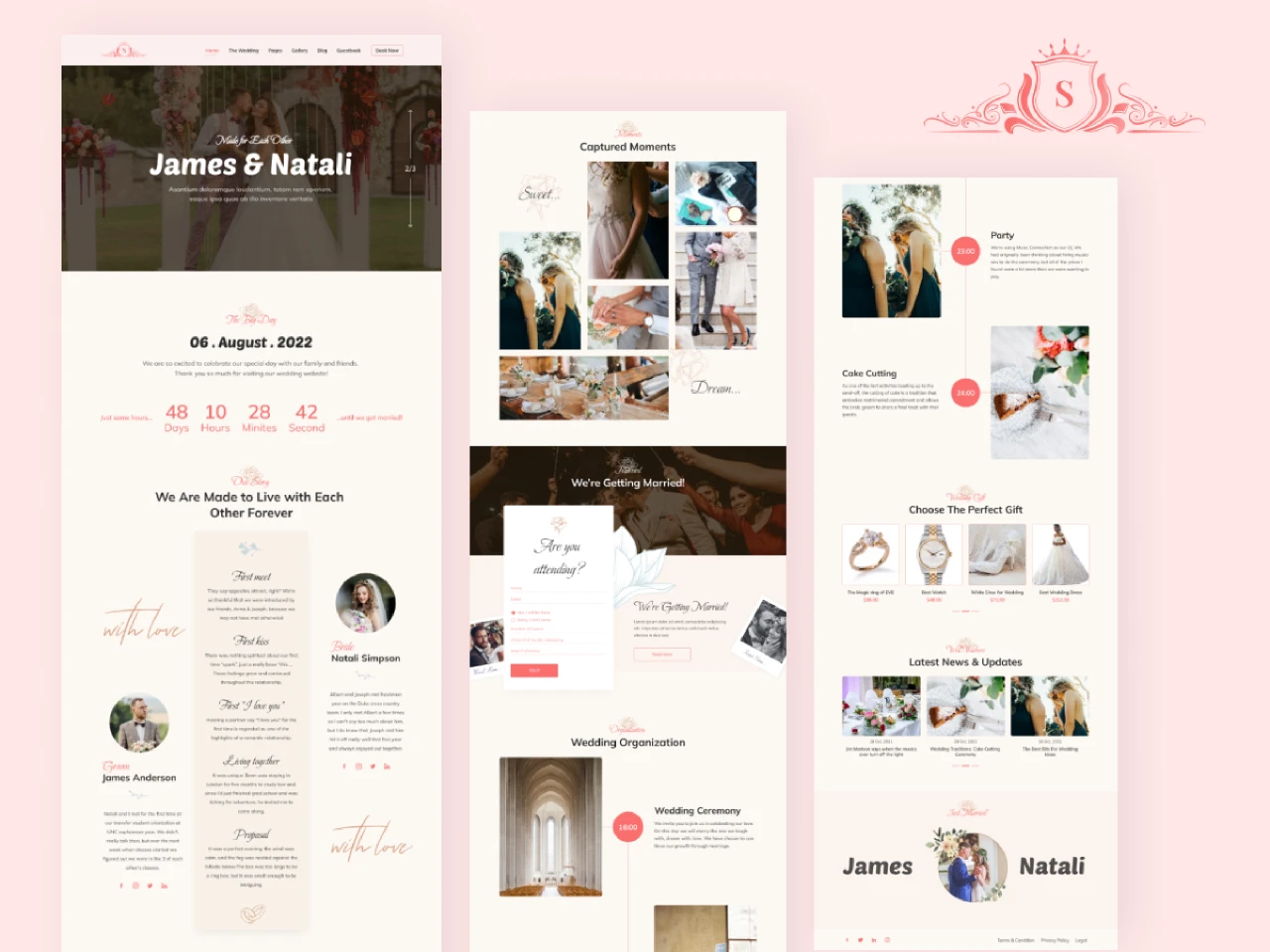 Couple Wedding Landing Page UI design for Figma and Adobe XD