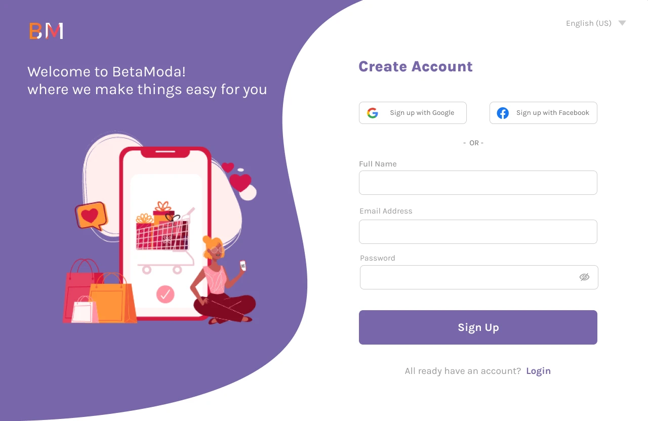 Create account/Sing up for Figma and Adobe XD