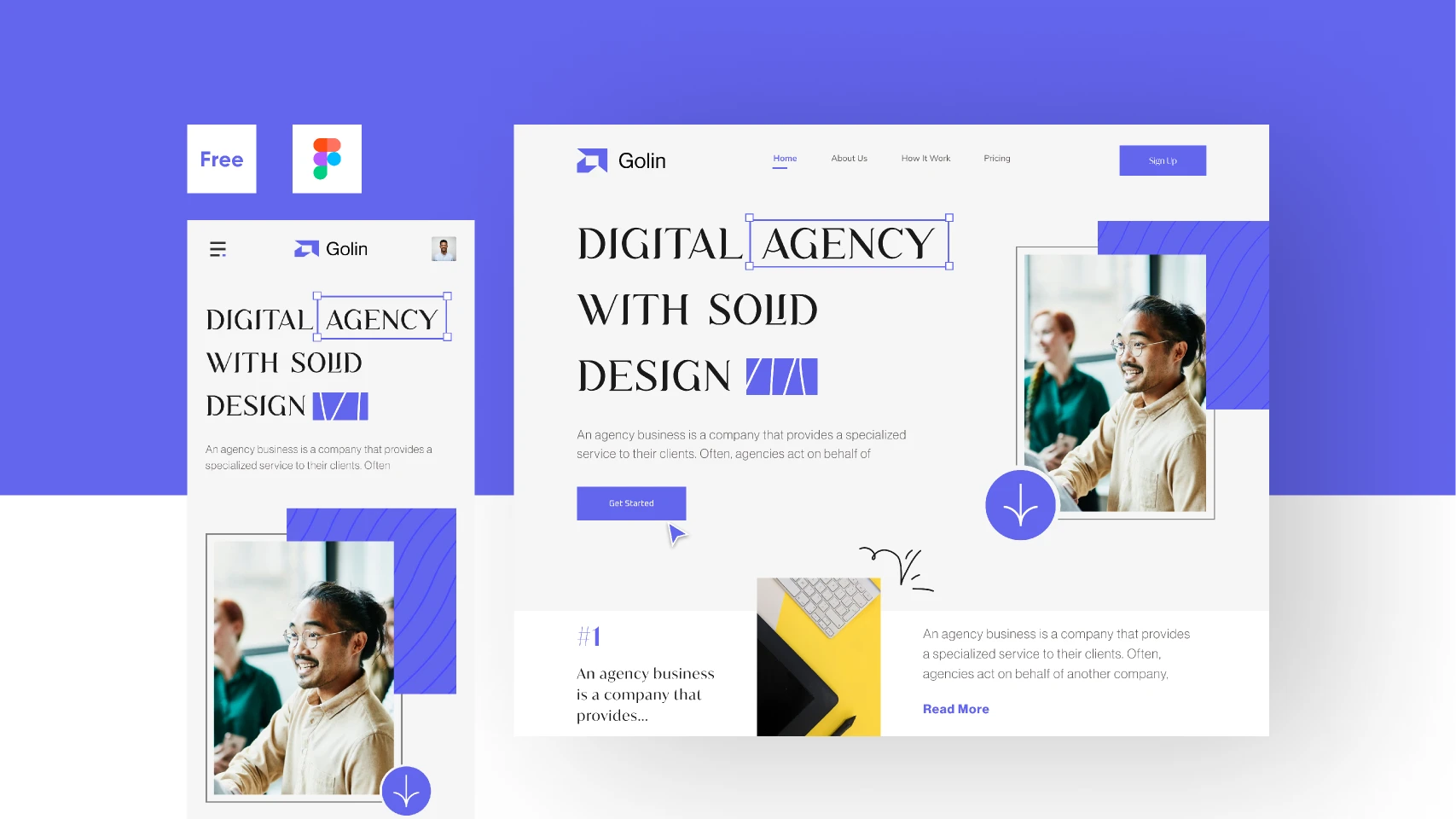 Creative Digital Agency Website Landing Page UI UX Design With Mobile Responsive for Figma and Adobe XD