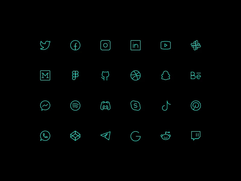 Crisp 1px Stroke Social Icons free figma template for Icons
