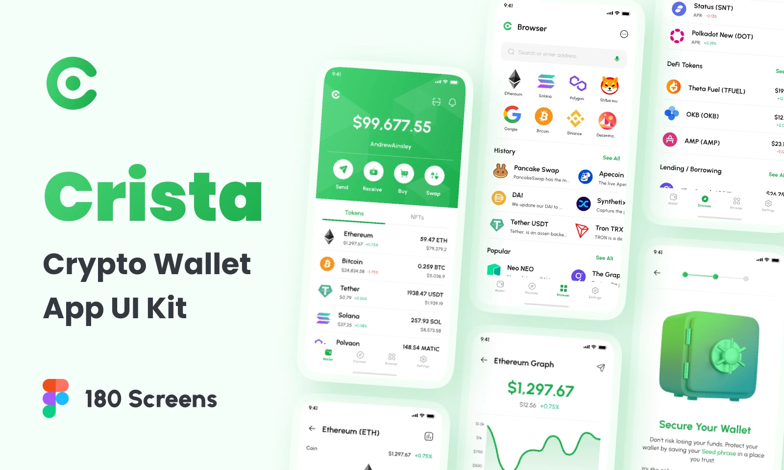 Crista - Crypto Wallet App UI Kit for Figma and Adobe XD
