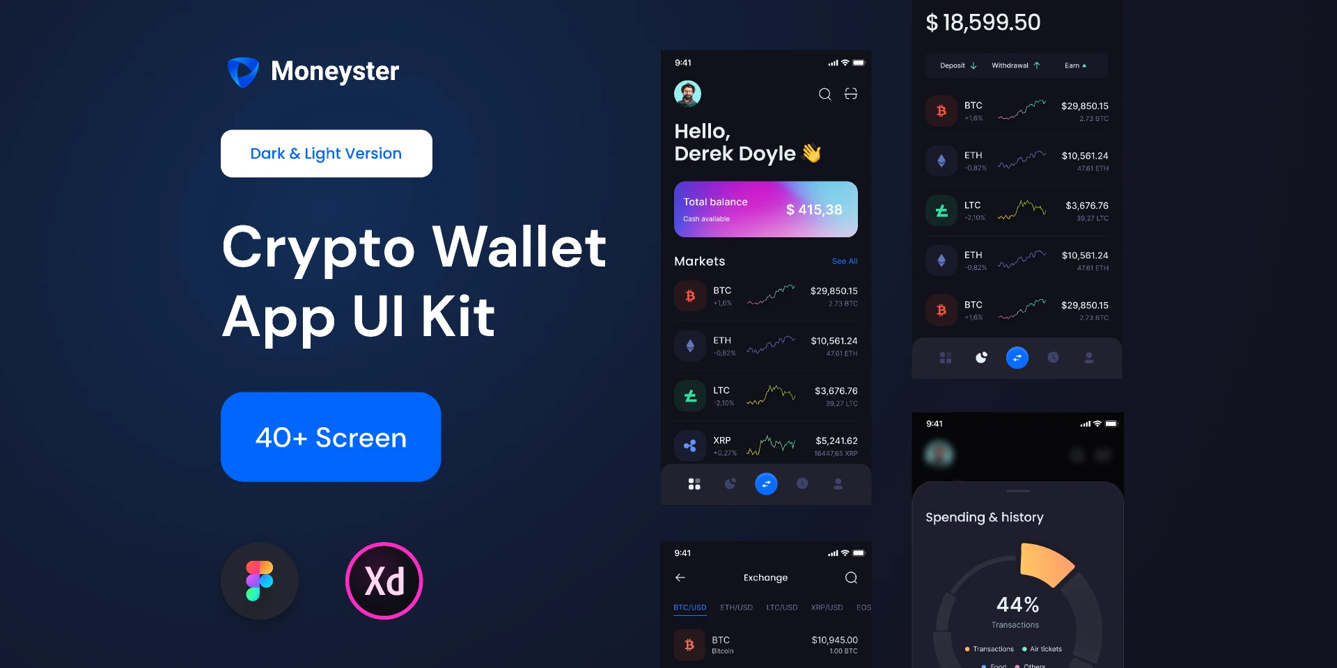 Crypto Wallet Mobile App Ui Kit for Figma and Adobe XD