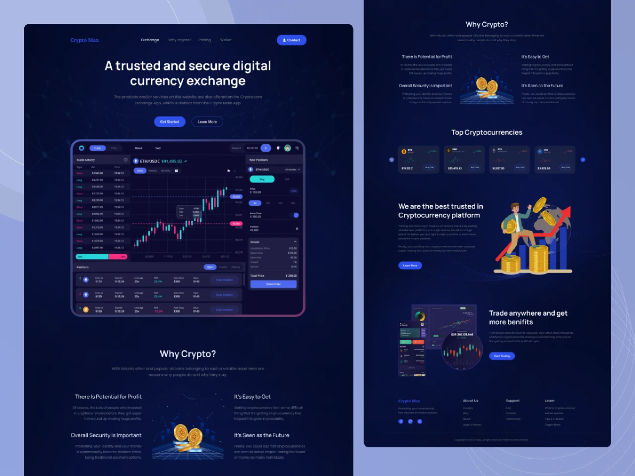 Cryptocurrency Exchange Website for Figma and Adobe XD