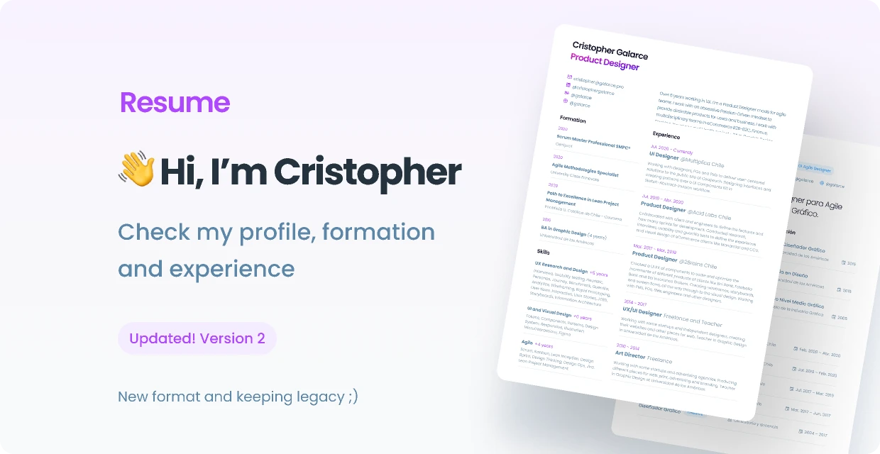 CV Cristopher Galarce Product Designer for Figma and Adobe XD