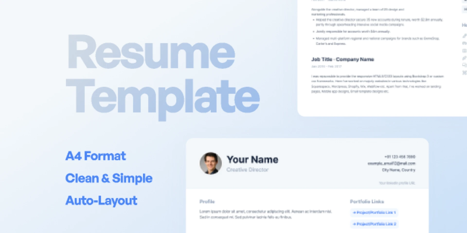 CV / Resume Template for Figma and Adobe XD