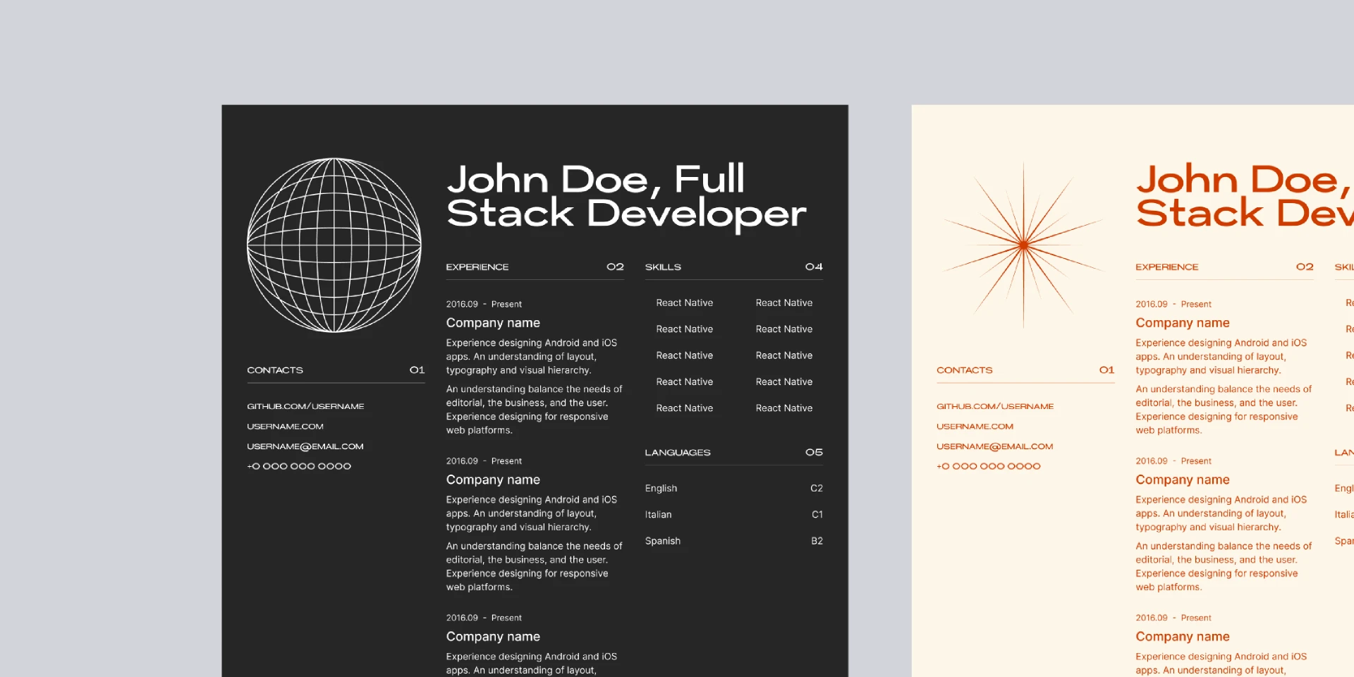 CV Resume Template  for Figma and Adobe XD