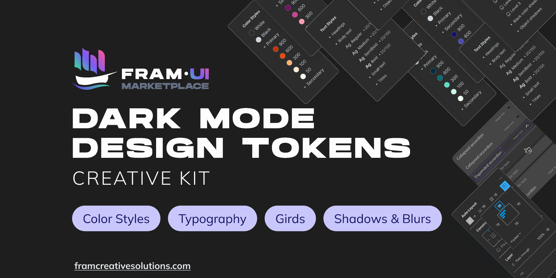 Dark Mode Design Tokens Creative Kit - Free for Figma and Adobe XD