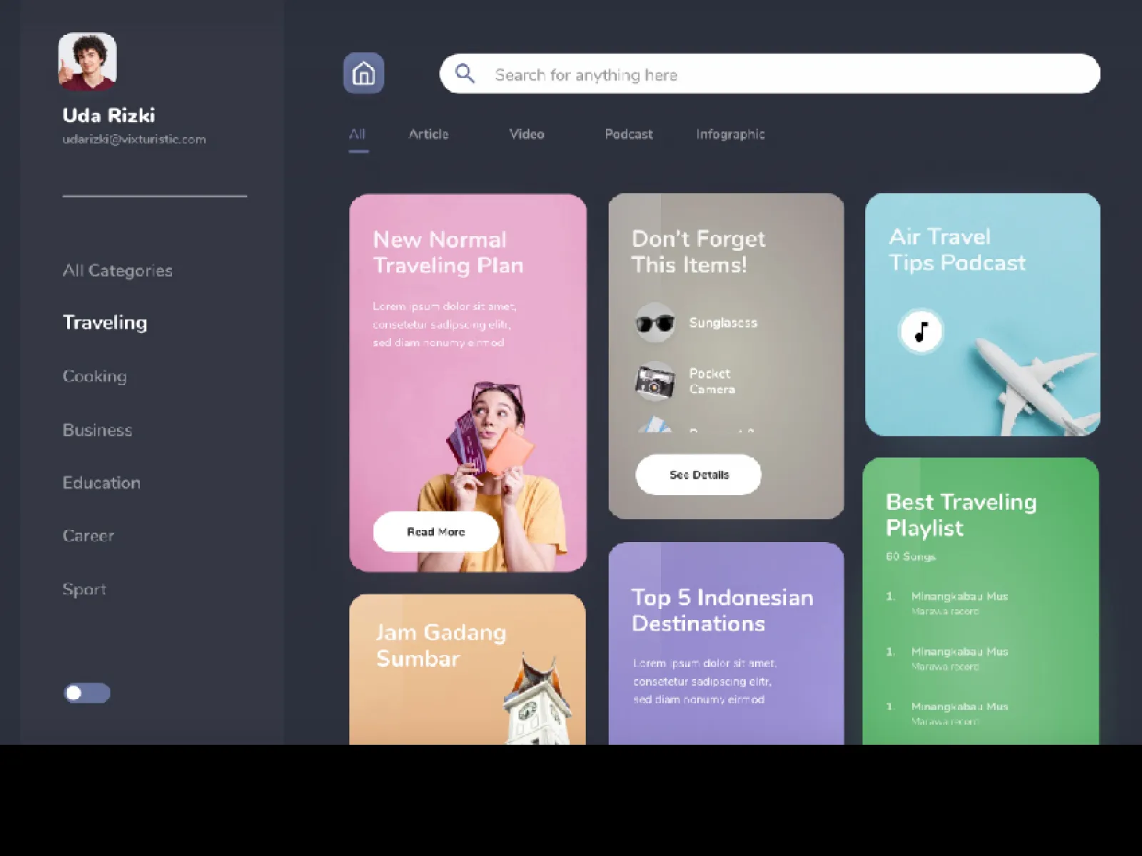 Dark Theme News Website  - Free Figma Template