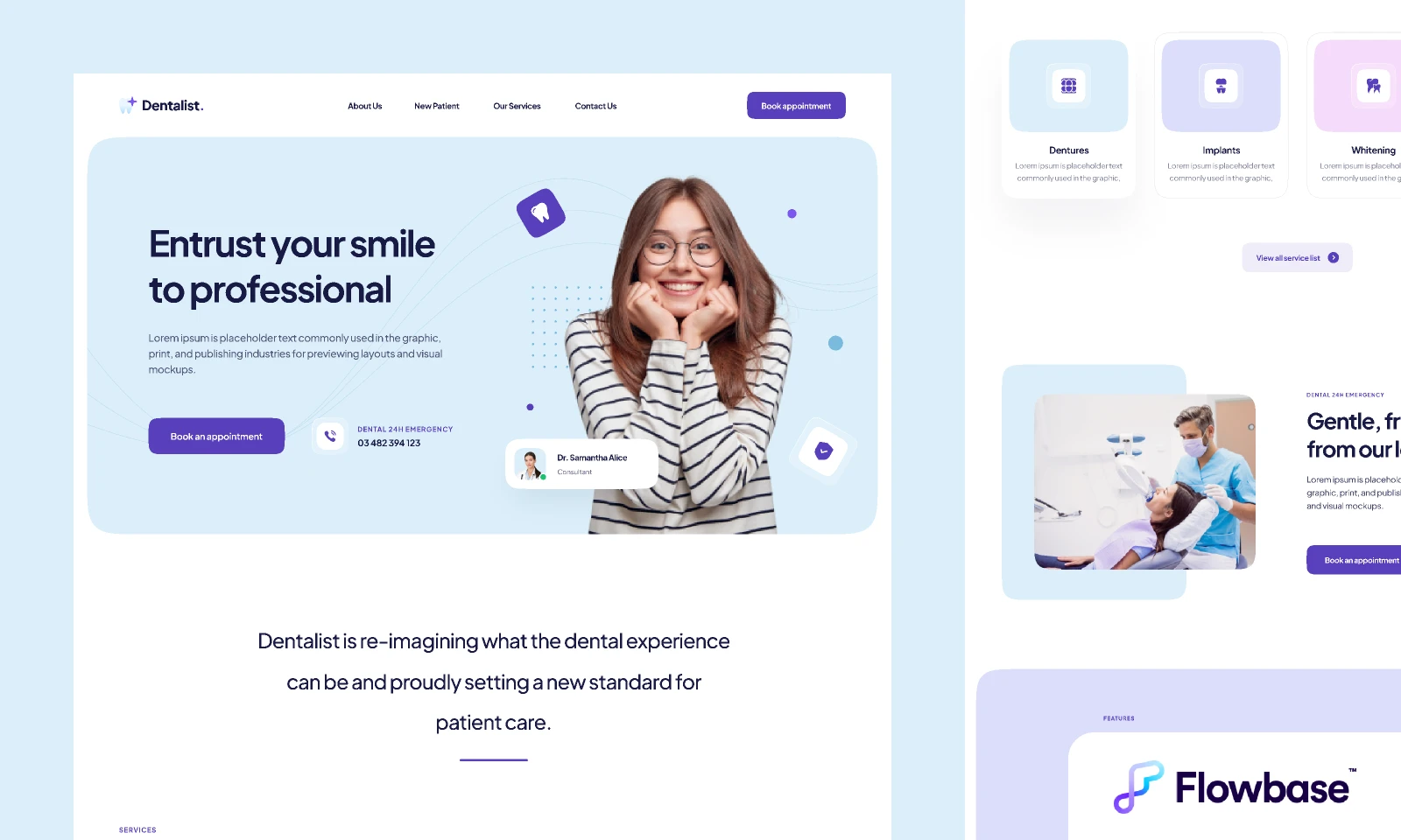 Dentist Template  by Flowbase.co for Figma and Adobe XD