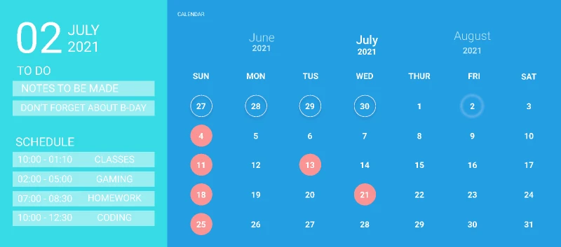 DESIGN FOR CALENDER for Figma and Adobe XD